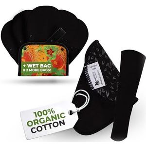 Antislip (Premium) herbruikbare biologische inlegkruisjes voor vrouwen en tieners (Tanga 7-Pack) - Ademende wasbare katoenen stoffen inlegkruisjes voor vaginale afscheiding - houden je fris en droog