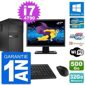 Dell pc-tower XE2, display 27 inch, Intel i7-4790, RAM 32 GB, 500 GB, Windows 10, wifi (gereviseerd)