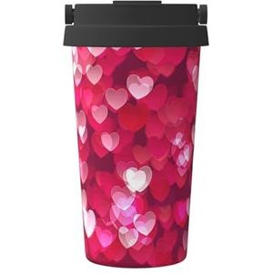 Valentijnsdag liefde hart print reizen koffiemok lekvrije thermosbeker geïsoleerde beker voor kantoor camping