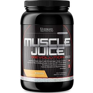 Ultimate Nutrition Muscle Juice Revolution 2600 Weight Gainer, Intestinal Health, Muscle Recovery with Glutamine, Micellar Casein and Time Release Complex Carbohydrates, Banana Protein Powder, 4.69 Pounds