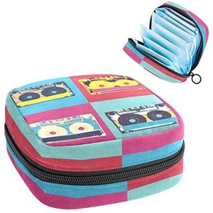 Audio Cassette,Periode Pouch Draagbaar,Tampon Opbergtas,Tampon Houder voor Portemonnee Vrouwelijke Product Organizer, Meerkleurig, 4.7x6.6x6.6 in/12x17x17 cm