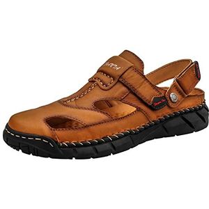 EKsma Sandalen voor heren, casual sandalen met gesloten teen, outdoor, zomer, vissersstrand, wandelsandalen, Bruin, 44.5 EU