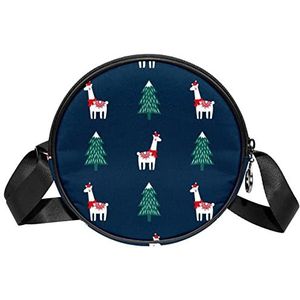 Kerstboom Alpaca Leuke Cartoon Llama Crossbody Tas Messenger Bag Purse voor Vrouwen, Meerkleurig, 6.7x6.7x2.3 in, Sling Rugzakken