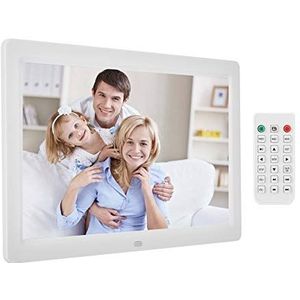 12 inch digitale fotolijst LED 1080p HD wekker muziek filmspeler met afstandsbediening voor verjaardag, bruiloft (wit)