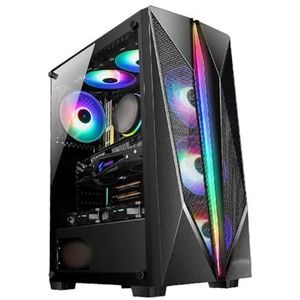 Mid-Tower Computerbehuizing ATX, Micro-ATX, Mini-ITX, Mid-Tower Gaming PC-behuizing Gehard Glazen Zijpaneel, RGB-verlichtingsmodus, Ondersteuning Waterkoeling