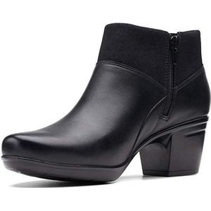 Clarks Women's Emslie Essex Ankle Boot, Black Leather/Synthetic Combi, 7.5