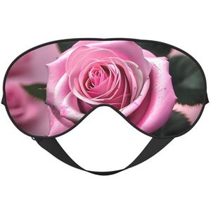 Roze en Rose Print Comfortabel Oogmasker Ademend Verstelbare Mannen Vrouwen Lichtgewicht Reizen Yoga Werk