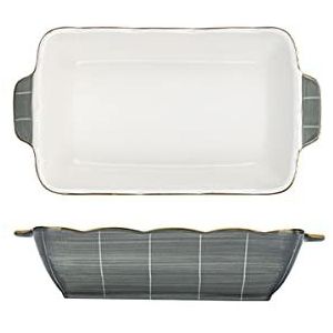 Keramische ovenschaal, taartschaal, Keramische ovenschaal 9 inch Individuele bakvorm Porselein Rechthoekige bakvormenset for groenten Lasagne Braadpanbrood, Set van 2,A (Color : A)
