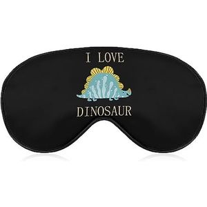 I Love Dinosaurus Geel Blauw Slaap Oogmasker voor Mannen Vrouwen Tieners Kinderen, Nachtslaap Oogschaduw Cover Comfort voor Reizen Yoga Nap