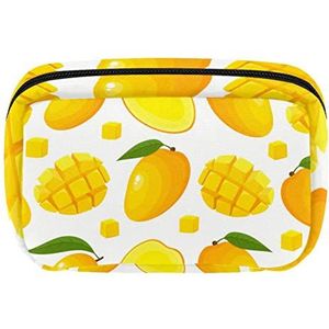 Zomer Tropisch Fruit Mango Zoete Gele Reis Gepersonaliseerde Make-up Tas Cosmetische Zak Toiletry tas voor vrouwen en meisjes, Meerkleurig, 17.5x7x10.5cm/6.9x4.1x2.8in