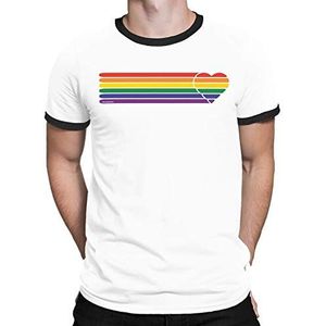 Retro Heart Strip - Mens or Womens Organic Cotton LGBT Gay Pride T-Shirt