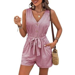 yk8fass Jumpsuit met V-hals en veters zi-8142, Rood, 8