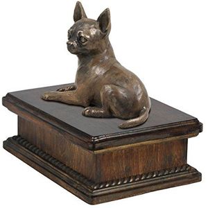 Chihuahua (geen bureau), gedenkteken, urn voor hondenas, met hondenstandbeeld, exclusief, ArtDog