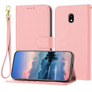 Flip Case Cover Portemonnee-hoesje compatibel met Samsung Galaxy J530/J5 2017/J5 Pro 2017 compatibel met dames en heren, leren flip-cover met kaarthouder, schokbestendige TPU-binnenschaal telefoonhoes