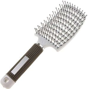 Grote Gebogen Geventileerde Haarborstel voor Ontwarren Drogen Hoofdhuid Massage Wit