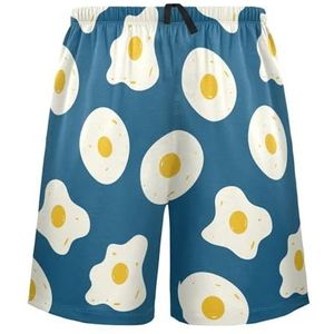 LI ZHI XIN Herenpyjamabroek, korte pyjamabroek, zomer casual shorts, elastische tailleband met trekkoord, rechte losse pasvorm met 2 zakken, S-XXL eipatroon, Meerkleurig, S