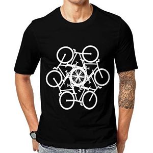 Bicycle Circle Heren T-shirt met korte mouwen en ronde hals print casual T-shirt S
