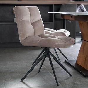 Home Deluxe - Eetkamerstoel NODA, set van 6, kleur: lichtbruin fluweel, 360 graden draaibaar, zachte bekleding, belastbaar tot 120 kg, keukenstoel, eetkamerstoelen