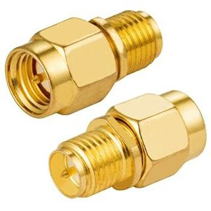 Vecys SMA Male naar RP-SMA Female (met pin) Adapter RF Coax Rechte Adapter Verguld voor 2G 3G 4G Wifi Antenne Routerkaart Draadloos WLAN Netwerk (2 Stuks)