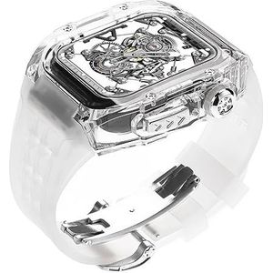 OFWAX Transparante Horlogekast Band Mod Kit, Voor Apple Watch 45mm 44mm, Horloge Cover+Fluororubber Sport Horloge Strap, Voor Iwatch Series 8 7 6 SE 5 4 Band Refit, 44MM, agaat