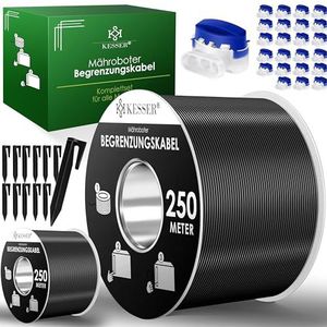 KESSER® Begrenzingskabel 500 m + 1600 grondpennen + 24 kabelconnectoren voor robotmaaier, grasmaaier, accessoireset, begrenzingsdraad, compatibel met Gardena/Bosch/Worx/Einhell/Honda/ROBOMOW