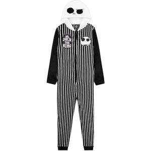 Disney Stitch Fleece Onesie met capuchon voor meisjes, gezellige loungewear, pyjama slaappak voor kinderen, tieners, Stitch cadeaus voor kinderen, Zwart/Wit Jack, 13-14 jaar