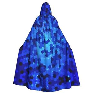 WURTON Blauwe Zeshoek Patroon Print Halloween Wizards Hooded Gown Mantel Kerst Hoodie Mantel Cosplay Voor Vrouwen Mannen