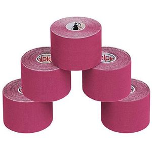 ALPIDEX 5 Stuck Kinesiology Tape Veel kleuren 5 m x 5 cm Toepassingsfolder Elastisch Waterdicht Huidvriendelijk Fysio Spier Tape Set, Kleur:Roze