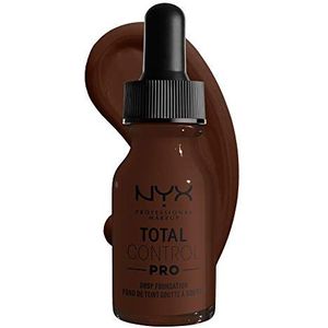 NYX Professional Makeup Total Control Pro Drop Drop Foundation, nauwkeurige dosering, aanpasbare en aanpasbare dekking, veganistische formule, natuurlijke afwerking, 13 ml, kleur: Deep Ebony