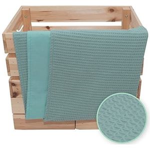 ULLENBOOM ® Baby deken 70x100 cm in salie groen (Made in EU) - Baby knuffeldoekje gemaakt van ÖkoTex katoen & fleece, geschikt voor wandelwagen of speelkleed, wafel patroon