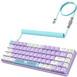 YINDIAO T8 60% Mechanisch Gamingtoetsenbord,68 Toetsen,US Layout,Bedraad Toetsenbord,18 RGB Achtergrondverlichting,Blauwe Schakelaar,Pro Gerolde USB-C Kabel,voor PC,Mac,PS4,XBOX -Lavendel