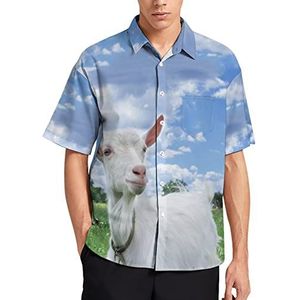 Geitenblauw hemel, Hawaïaans shirt voor heren, zomer, strand, casual, korte mouwen, button-down shirts met zak