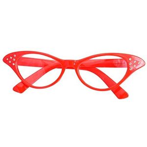 Euvoym '50's rode vrouwelijke stijl bril vet dames rock and roll bril one size fancy dress bril voor jaren '50 party decor (rood)