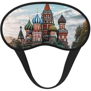 Slaapoogmasker voor dames en heren, zacht, comfortabel slaapmasker, verduisterend, slaapoogbedekking voor reizen, yoga, dutje ploegenwerk, St Basil Kathedraal, rood vierkant in Moskou