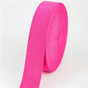 Gekleurde elastische banden 20 mm platte naai-elastiek voor ondergoed, broeken, beha, rubberen kleding, decoratieve zachte tailleband, elastisch-roze rood-20 mm 5 yards