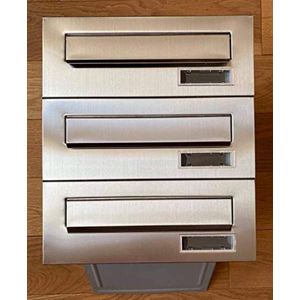 Brievenbussystemen 3-delig brievenbussysteem 3X inbouwbrievenbussen roestvrij staal/zilver muurdoorworp 3-voudige brievenbus modern DIN A4 weerbestendig