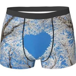 EdWal Blue Sky Winter Tree Print Sportondergoed voor heren, ondergoed voor heren, boxerslip, zacht ondergoed, Zwart, XXL