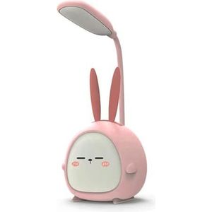 ZXRYOUXIE Mini konijn nachtlampje, draagbaar LED-bureaulamp, dimbaar klein bureaulamp, oogleeslamp, slaapkamer nachtkastje kinderslaaplicht (kleur: roze)