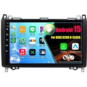 Android 15 Autoradio Voor BENZ B200 B-CLASS met Draadloze Carplay Android Auto, 9 Inch Autoscherm Soporta Bluetooth WIFI GPS FM/RDS(4Core(2+32GB))
