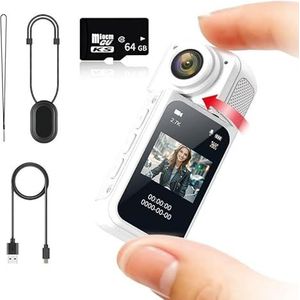 Mini Recorder 2.7K Vinger Actie Camera Lichtgewicht POV Met Magnetische Riem 1.47 inch IPS Scherm Fiets Vlog Huisdier Camera(White With 64GB Card)