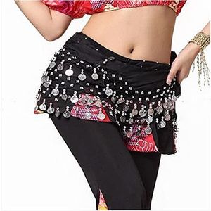 RPXHZLKTM Belly Munt Riem Vrouwen Chiffon Buikdansen Riem Heup Sjaal voor Buikdansen, 1 kleur, Black