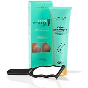 Simon & Tom Thuis Pedicure Kit Eeltverwijderende gel, verwijdert onmiddellijk harde, droge, ruwe huid op hielen en zolen, met hydraterende arganolie, kalmerende Aloë Vera & vitamine E, 100 ml.
