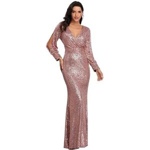 Damesjurk met pailletten, elegante cocktailjurk, casual cocktailjurk for een feestje(Pink,XXL)
