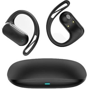 Juqoyue Op oor gemonteerde Bluetooth vertaalkoptelefoon, 144 talen open vertaling headset, zwart vertaling headset