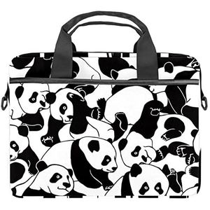 Zwart Wit Panda Patroon Laptop Schouder Messenger Bag Crossbody Aktetas Messenger Sleeve voor 13 13.3 14.5 Inch Laptop Tablet Beschermen Tote Bag Case, Meerkleurig, 11x14.5x1.2in /28x36.8x3 cm