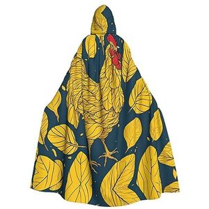 SSIMOO Gele bladeren kip betoverende volwassen cape met capuchon voor Halloween en feestkostuums - modieuze damesgewaden, capes