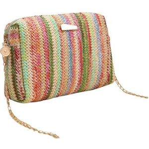 Vrouwen Stro Crossbody Tassen Voor Vrouwen Regenboog Gestreepte Casual Strand Schoudertas Zomer Tassen Voor Vrouwen 2024, Groen, Eén maat