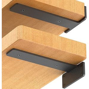 Zwarte Plankbeugels - 6 Stuks - 6 Inch - Zware Industriële L-beugels - Ondersteuning Doe-het-zelf