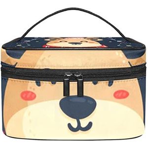 Kerst Dieren Make-up Organizer Bag, Reizen Make-up Tas Organizer Case Draagbare Cosmetische Tas voor Vrouwen en Meisjes Toiletartikelen, Meerkleurig, 22.5x15x13.8cm/8.9x5.9x5.4in
