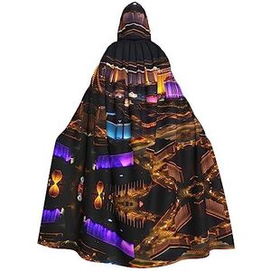 FRGMNT Las Vegas nachtzicht print unisex volledige lengte capuchon mantel feestmantel perfect voor carnaval carnaval cosplay